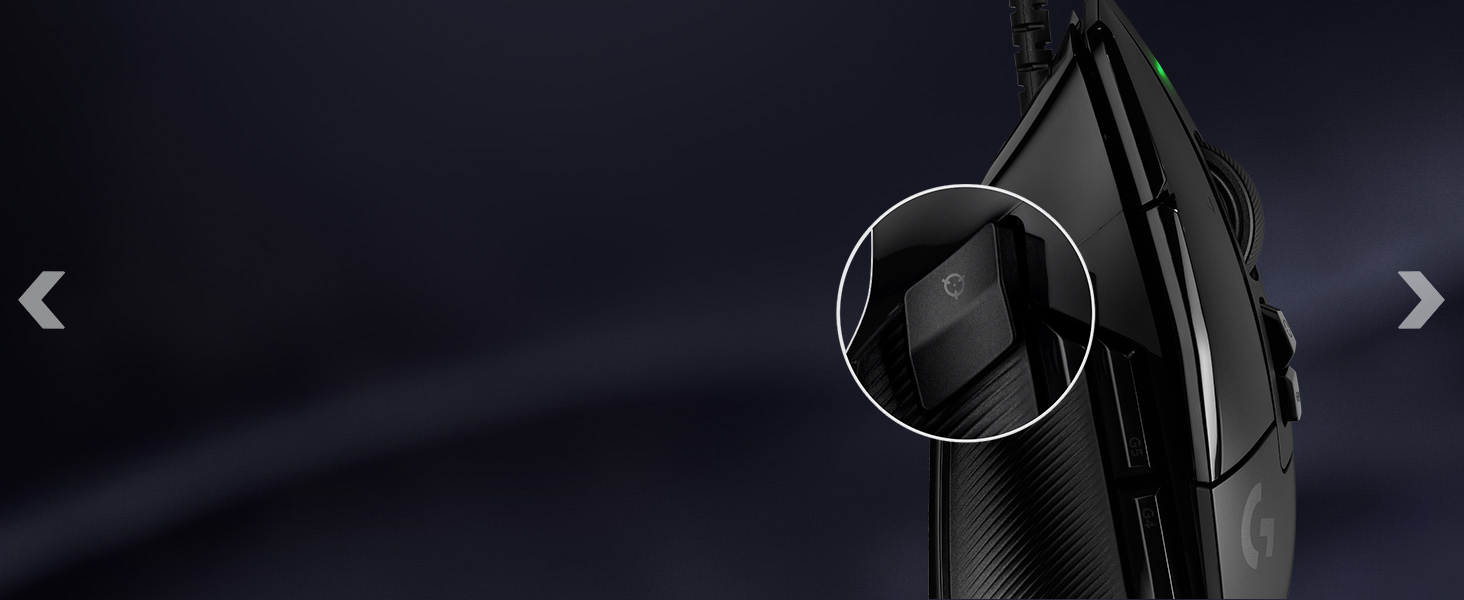 A zoom of the side buttons of G502 X Corded 